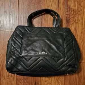 Sam Edelman Black Leather Quilted Chevron Stripe Handbag